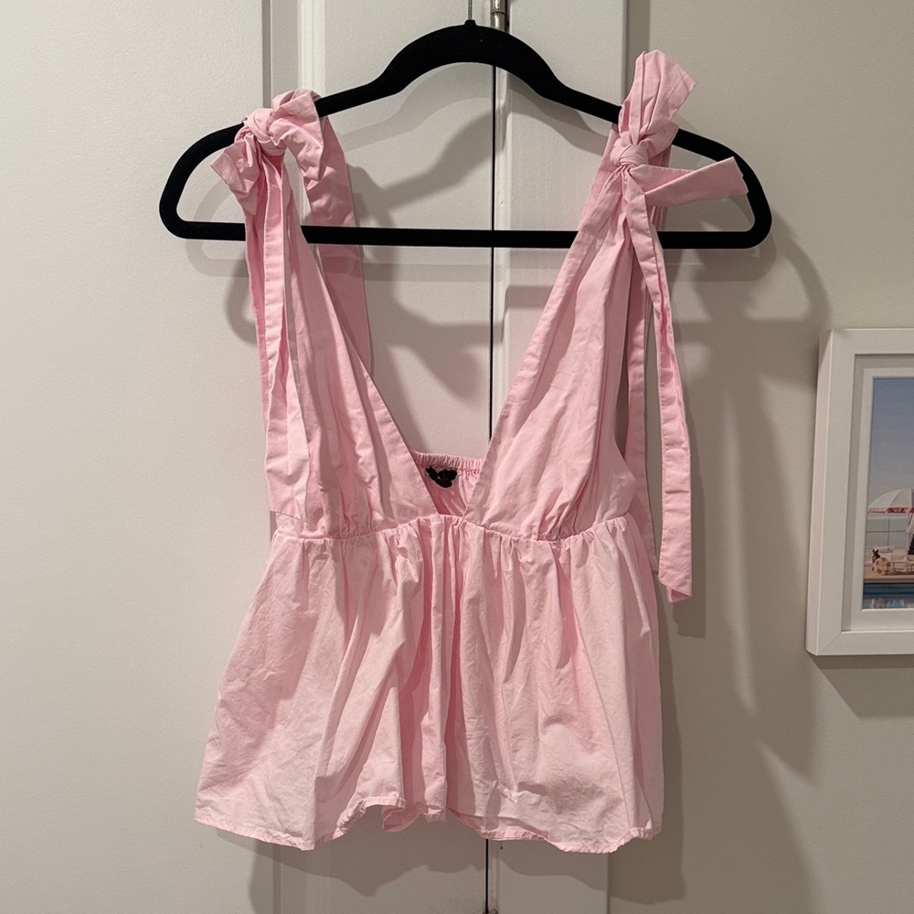 Zara Pink Tank Top with Bow Straps
